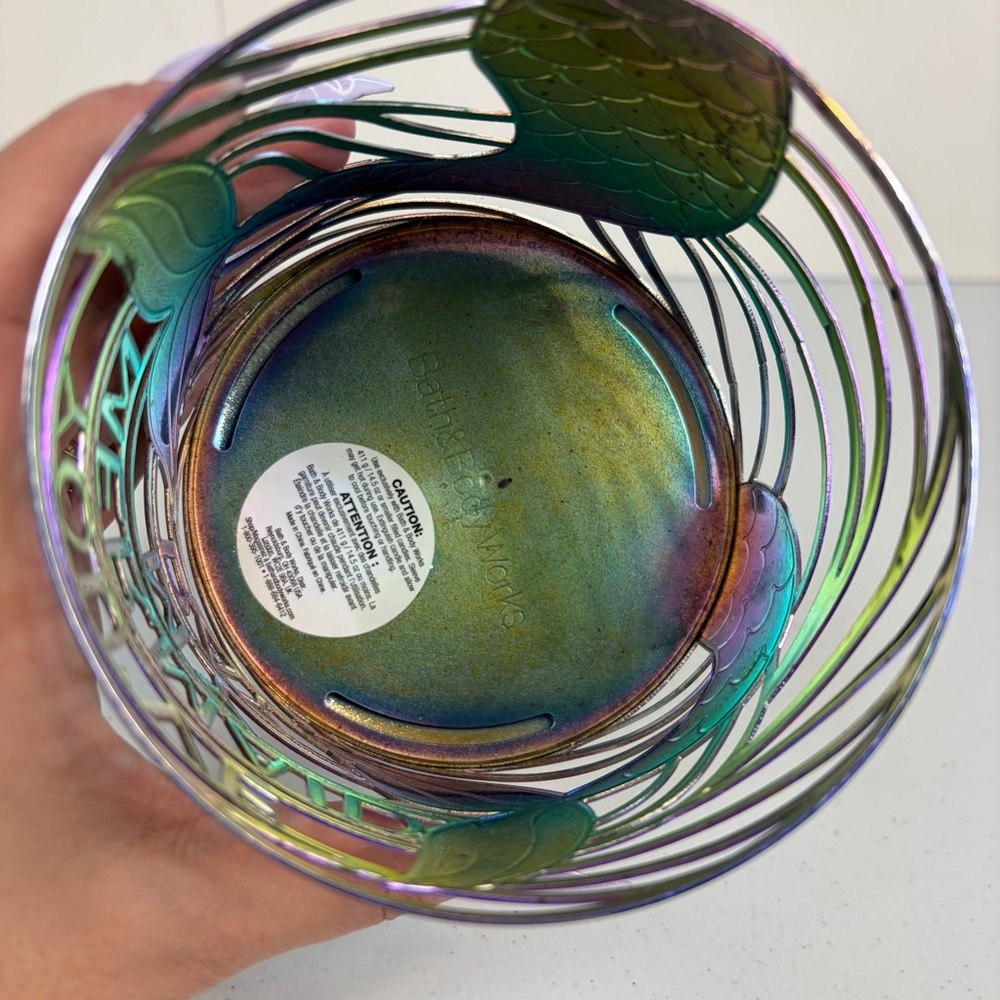 Bath & Body Works You’ve Mermaid My Day Pedestal 3 Wick Candle Holder Iridescent - Picture 7 of 7